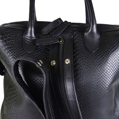 Convertible Backpack in Black Embossed Leather - FINAL SALE NO EXCHANGE