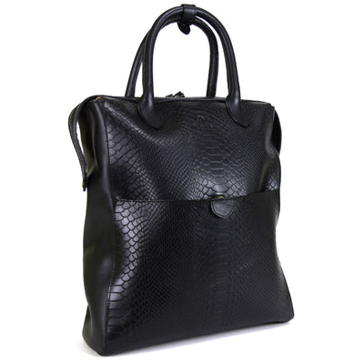 Convertible Backpack in Black Embossed Leather