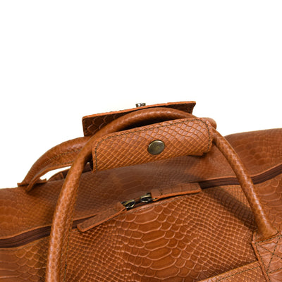 Classic Duffel in Cognac Embossed Leather - FINAL SALE NO EXCHANGE