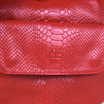 Urban Messenger Bag in Red Embossed Leather