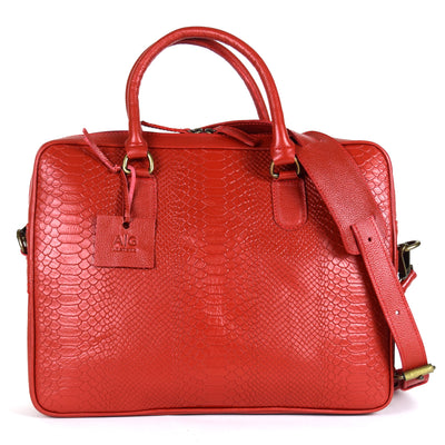 Arizona Laptop Briefcase in Red Embossed Leather