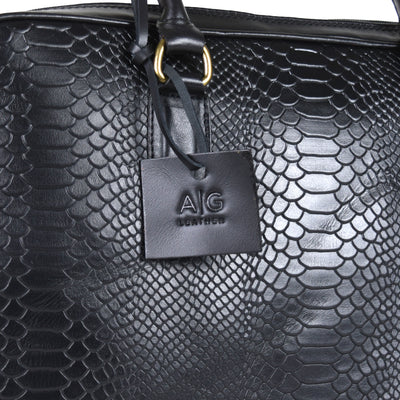 Arizona Laptop Briefcase in Black Embossed Leather