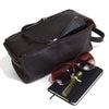 Travel Case With Double Zipper Closure And Gadgets Holder in Aged Dark Brown Leather