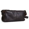 Travel Case With Double Zipper Closure And Gadgets Holder in Aged Dark Brown Leather