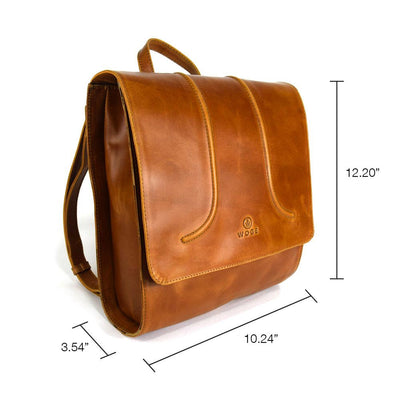 Foldover Backpack in Cognac Leather- Not Concealed