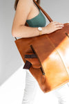 Elegant Concealed Carry Handgun bag in Cognac Leather