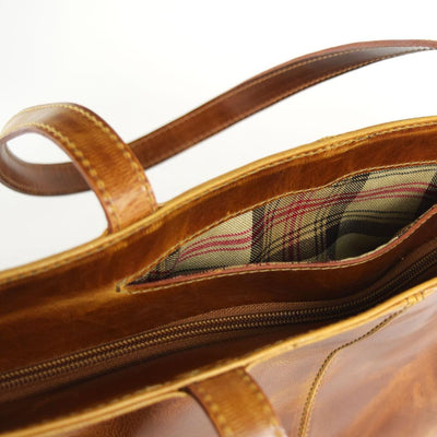 Elegant Shopper Tote in Cognac Leather- Not Concealed