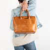 Bags - Foldover Tote In Cognac Leather
