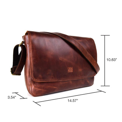 Foldover Messenger Bag in Rustic Brown Leather