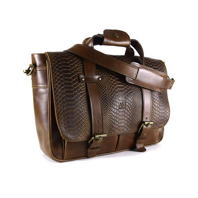 Montana Portfolio Briefcase in Chocolate Embossed Leather
