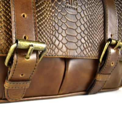Montana Portfolio Briefcase in Chocolate Embossed Leather