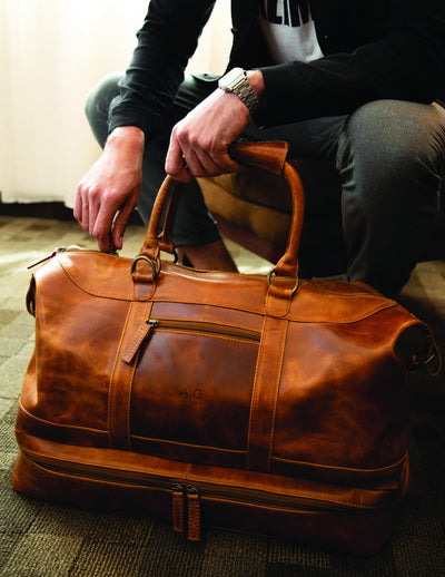 Travel Bags - City Travel Bag In Cognac Leather