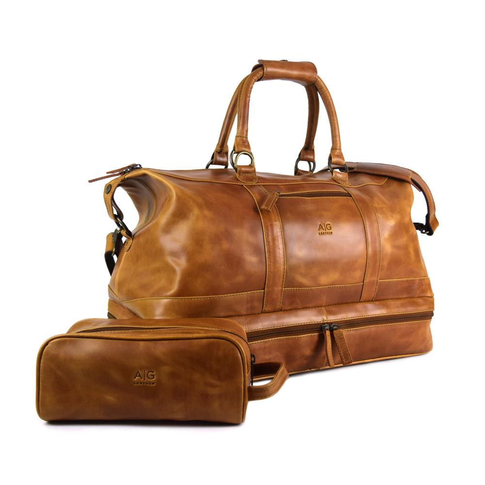 Travel Bag with shoe compartment in Cognac color Leather - Professiona – AG  Leather - Shop Leather - HandCrafted