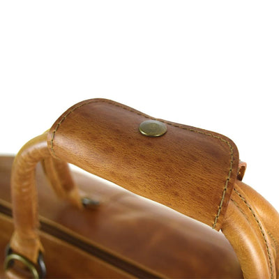 Travel Bag with shoe compartment in Cognac color Leather - Professional Players Favorite Weekender